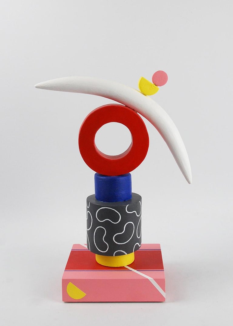 Travel by Patricia Volk - Abstract ceramic sculpture, painted clay, totem For Sale 2