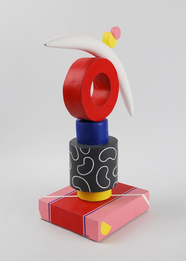 Travel by Patricia Volk - Abstract ceramic sculpture, painted clay, totem For Sale 3