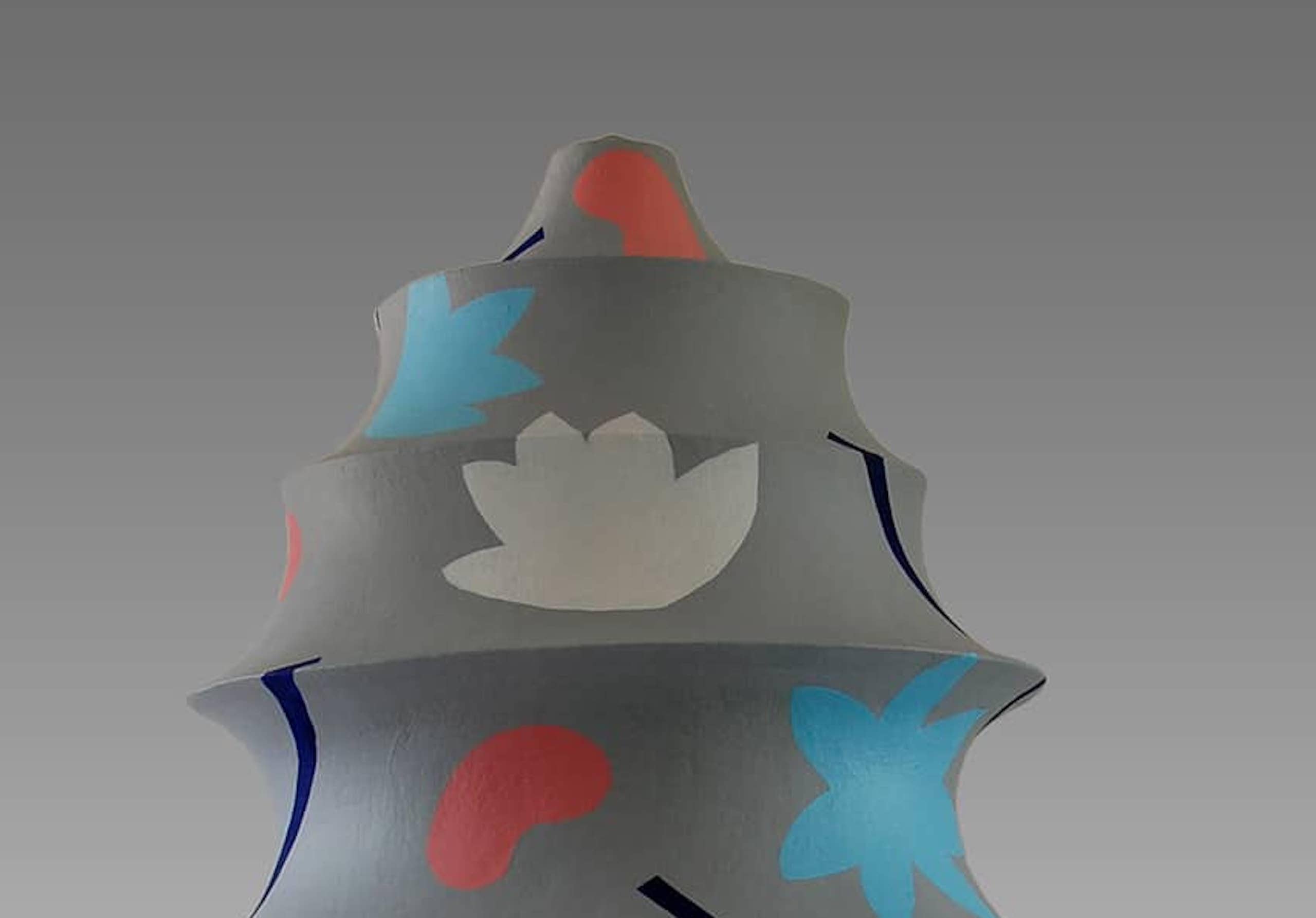 Twilight by Patricia Volk - Abstract ceramic sculpture, painted clay, flowers For Sale 4