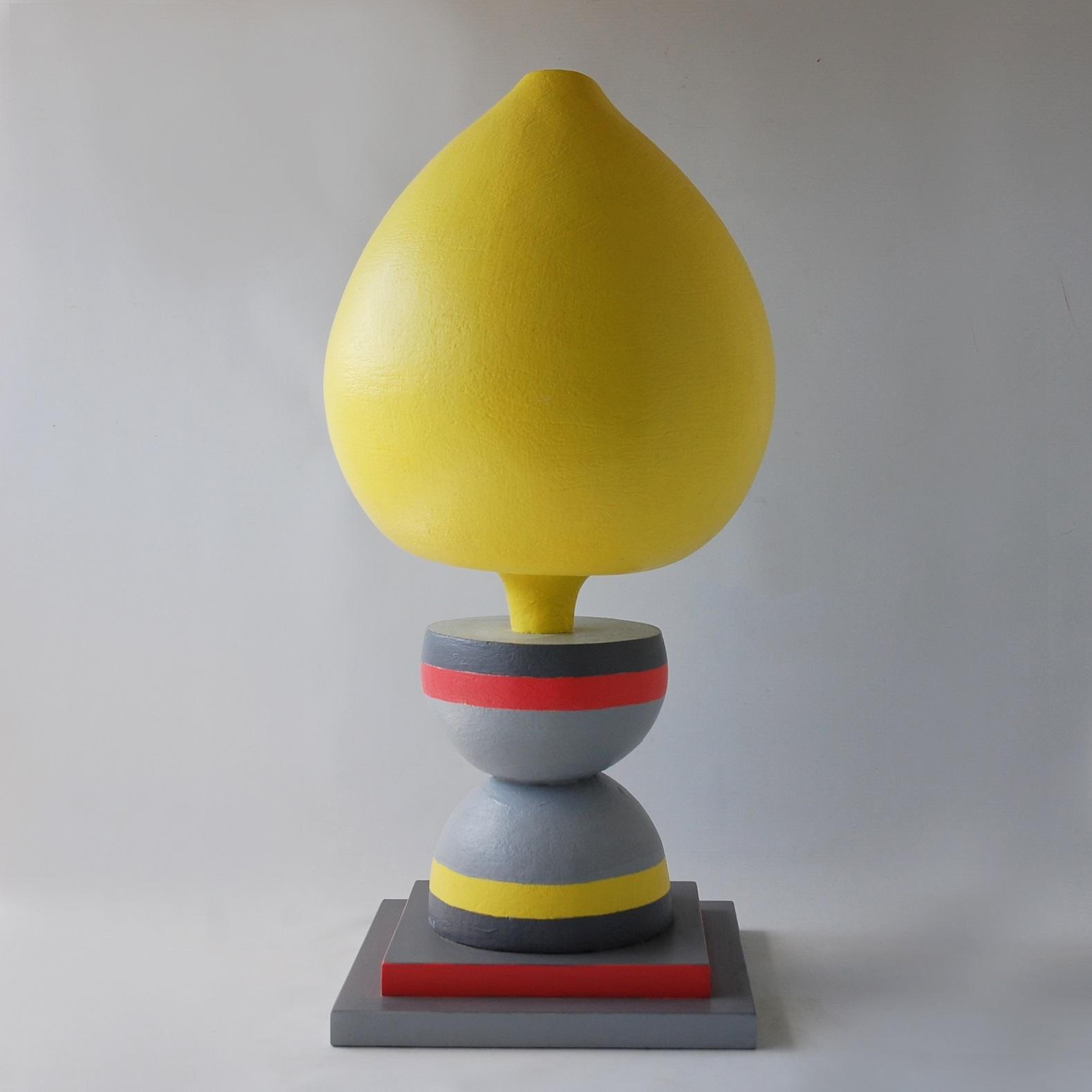 Upward (4) by Patricia Volk - Abstract ceramic sculpture, painted clay, bright For Sale 1