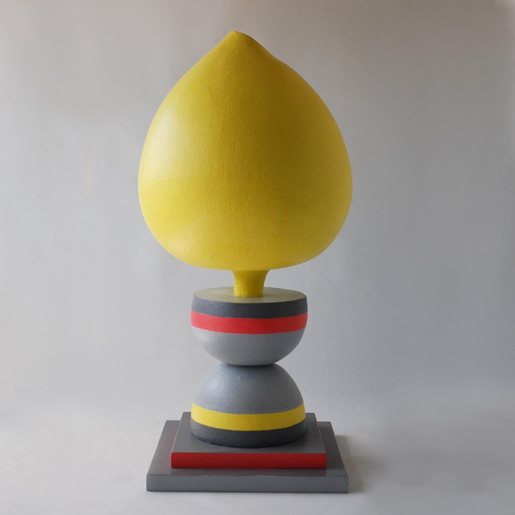 Upward (4) by Patricia Volk - Abstract ceramic sculpture, painted clay, bright For Sale 2
