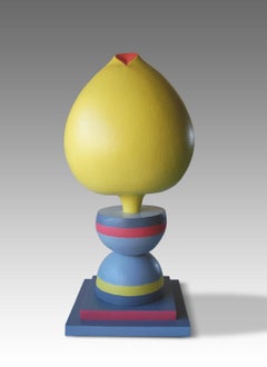 Upward (4) by Patricia Volk - Abstract ceramic sculpture, painted clay, bright