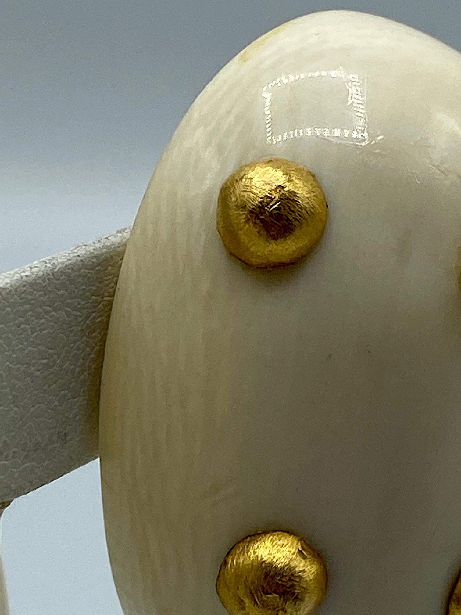 Patricia Von Musulin Large Oval Bone & Gold Vermeil Button Earrings 5
