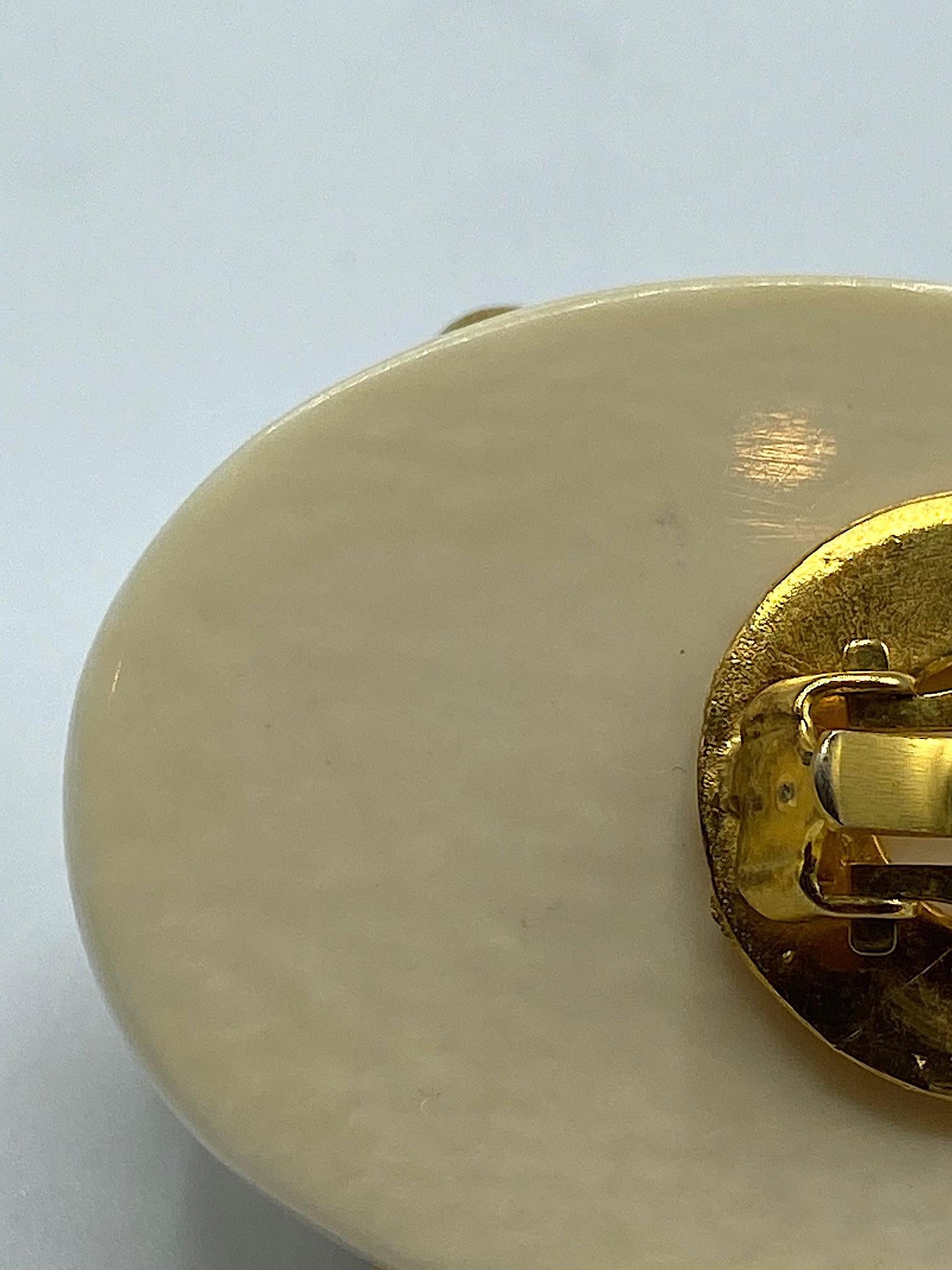 Patricia Von Musulin Large Oval Bone & Gold Vermeil Button Earrings 8