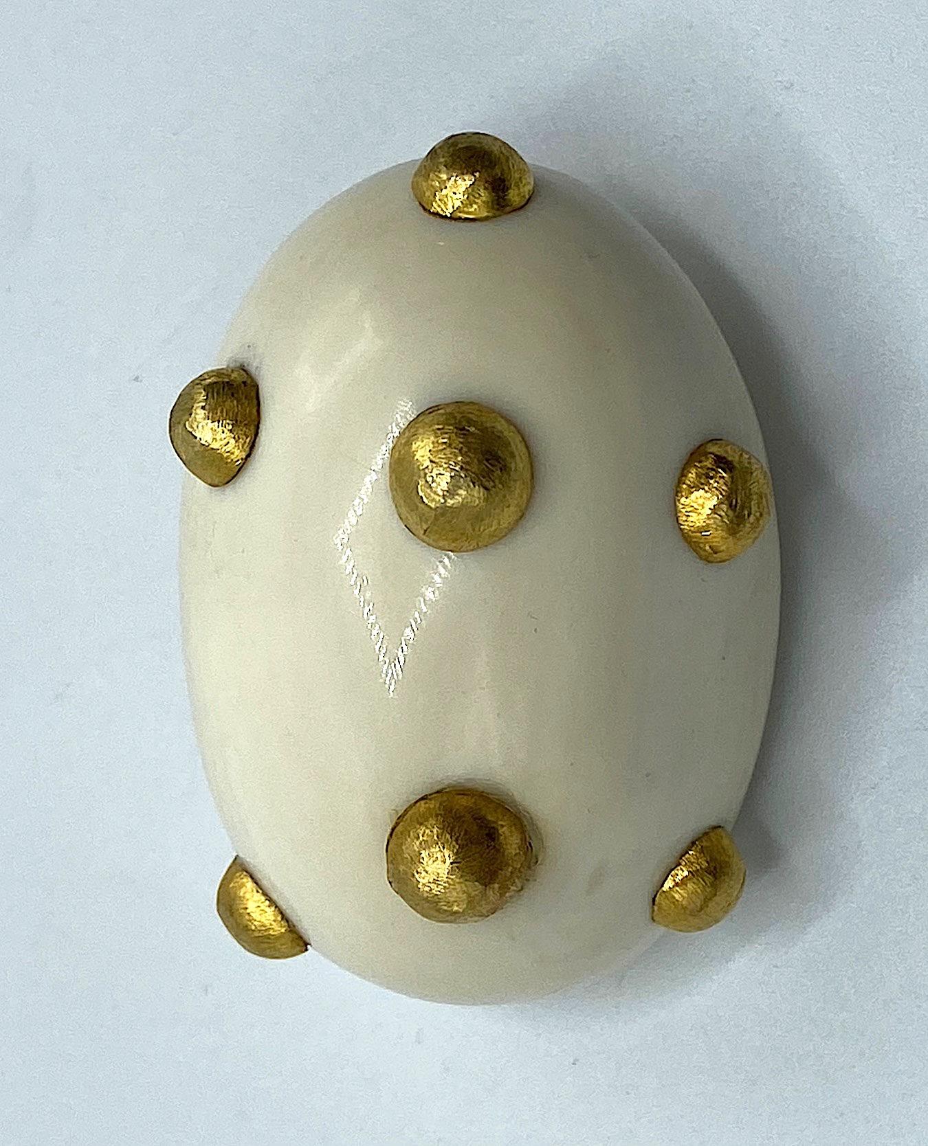 Patricia Von Musulin Large Oval Bone & Gold Vermeil Button Earrings 1