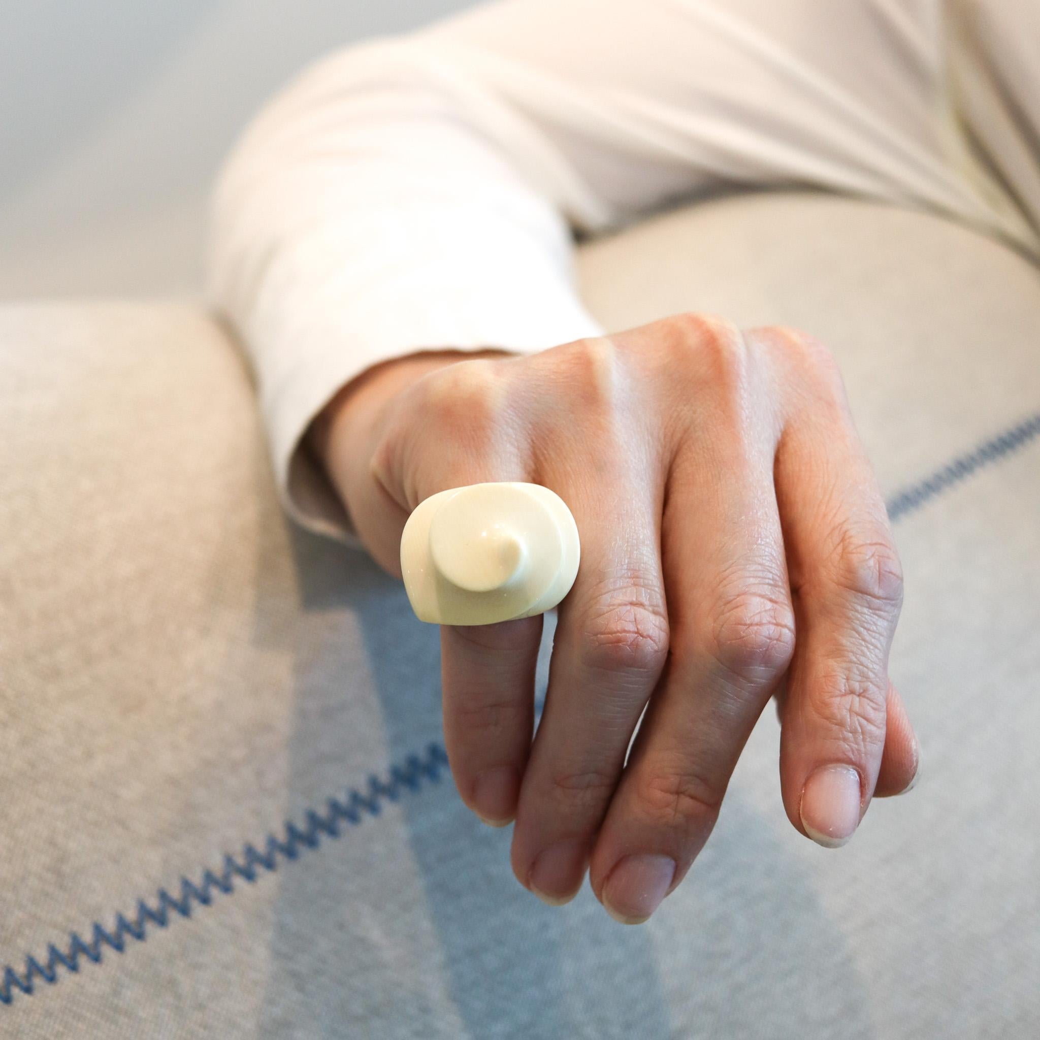 Women's Patricia von Musulin 1970 Modernist Sculptural Carved Cocktail Ring