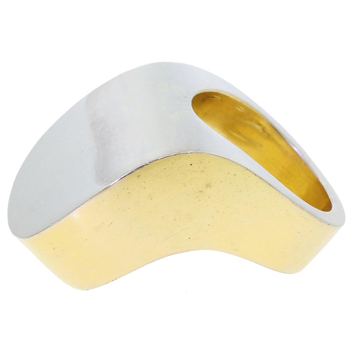 Patricia von Musulin 925 Sterling Silver Large Modern Two-Tone Ring