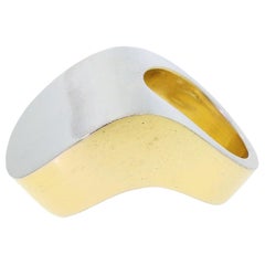 Vintage Patricia von Musulin 925 Sterling Silver Large Modern Two-Tone Ring