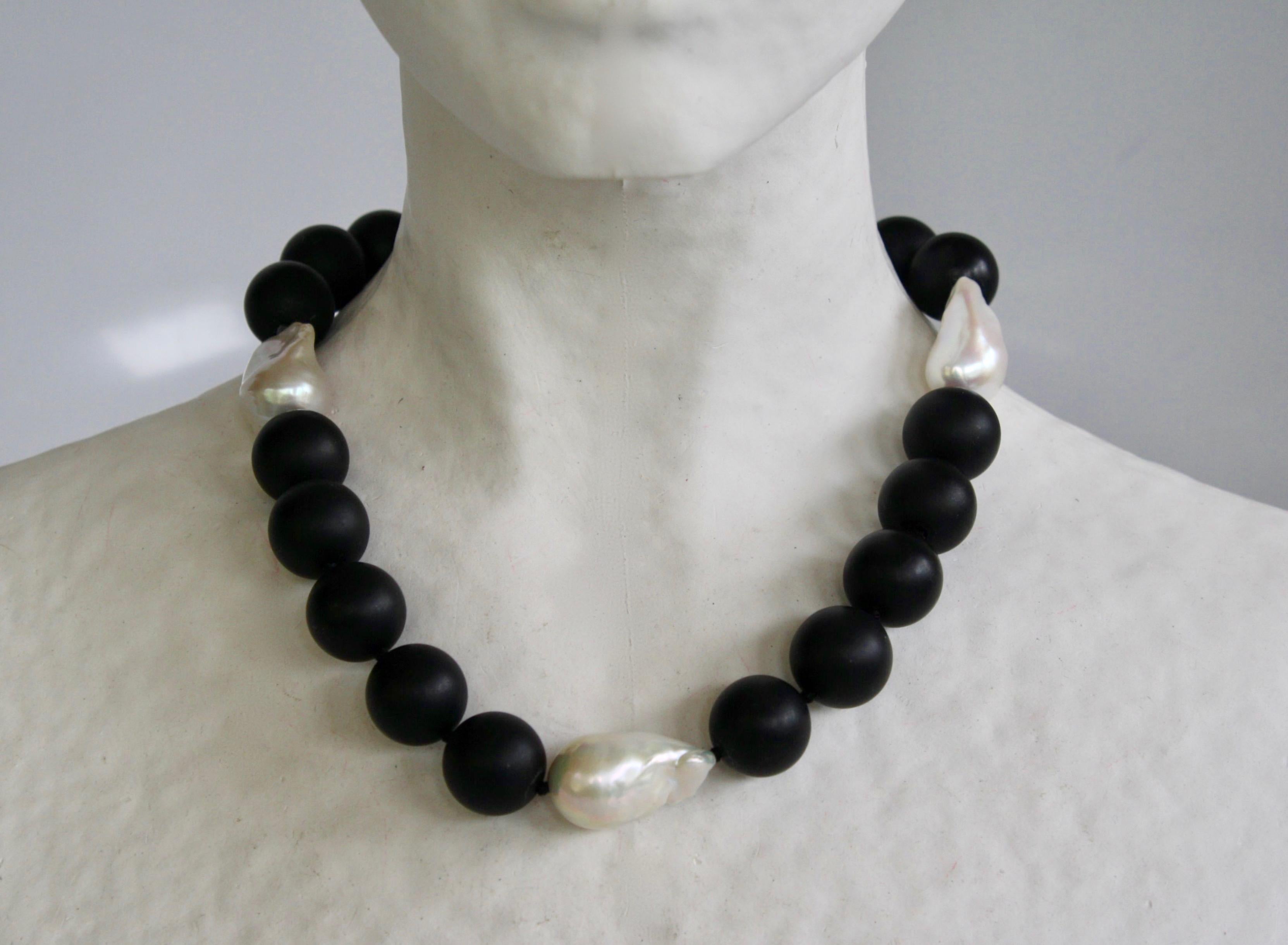 Women's Patricia von Musulin Black Onyx and Baroque Pearl Choker Necklace