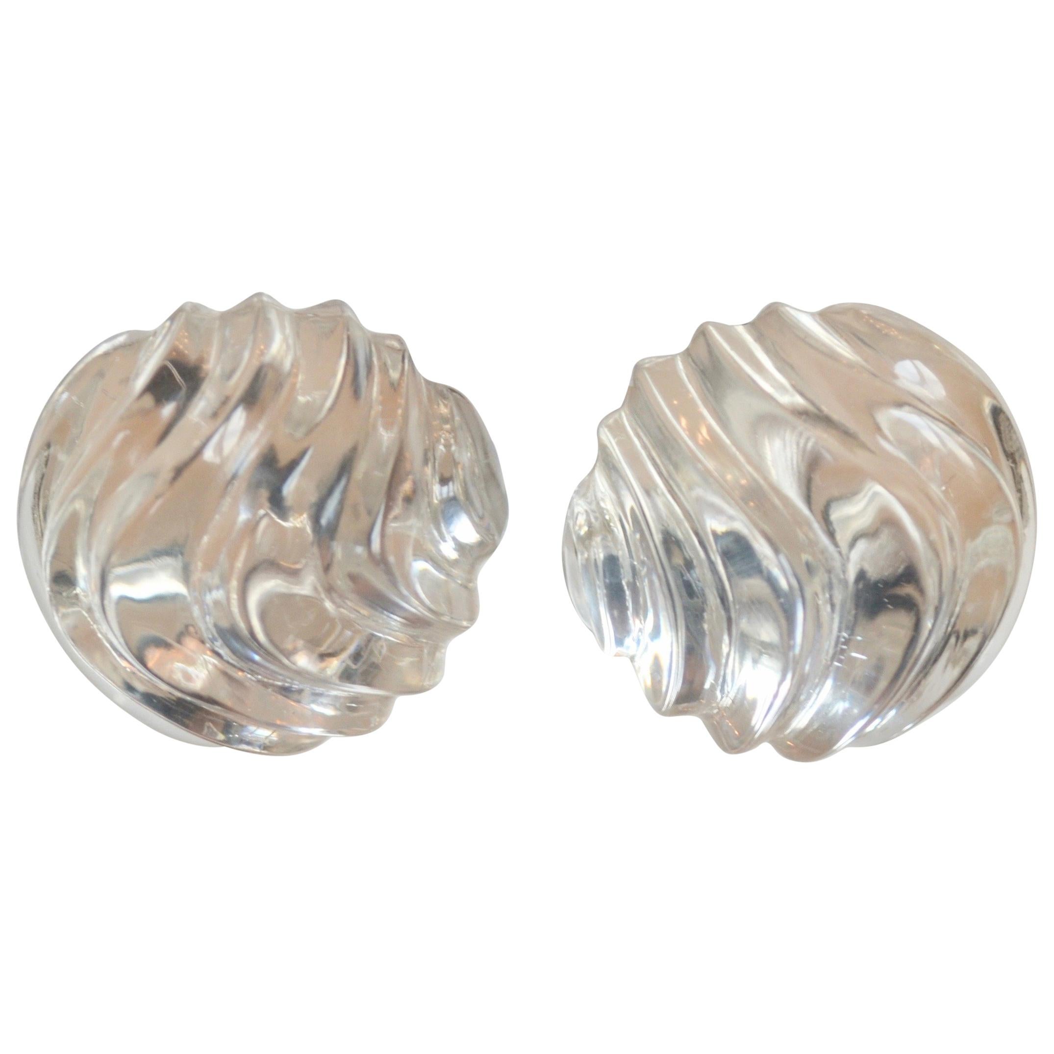 Patricia von Musulin Carved Disc Lucite Clip Earrings 