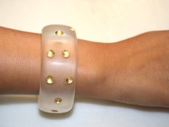 Patricia von Musulin Frosted Lucite and 24kt Gold Dot Bangle