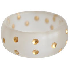 Patricia von Musulin Frosted Lucite and 24kt Gold Dot Bangle