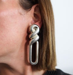 PATRICIA VON MUSULIN Geometric Dangle Clips-On Earrings In .925 Sterling Silver