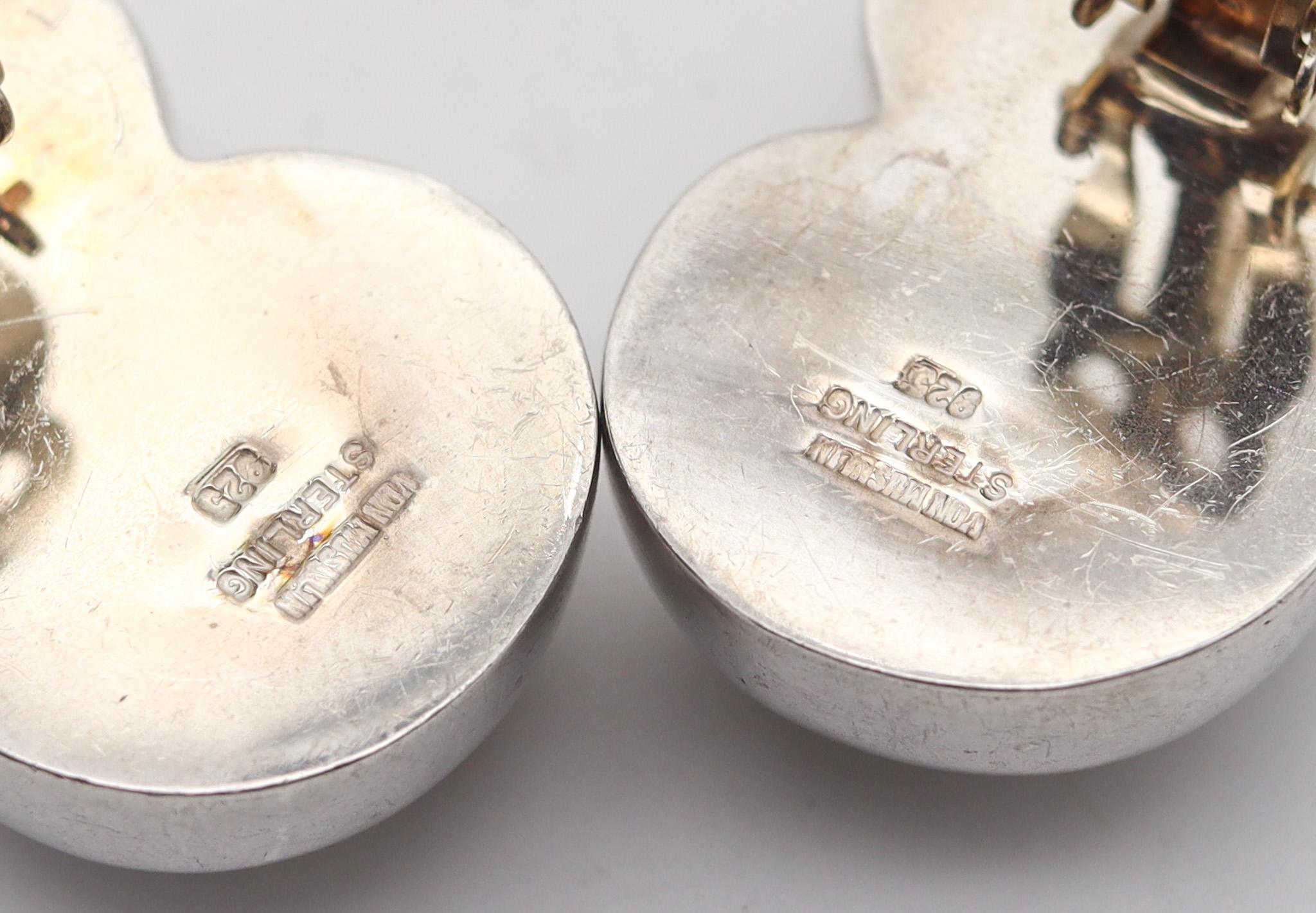Women's PATRICIA VON MUSULIN Geometric Dangle Clips-On Earrings In .925 Sterling Silver