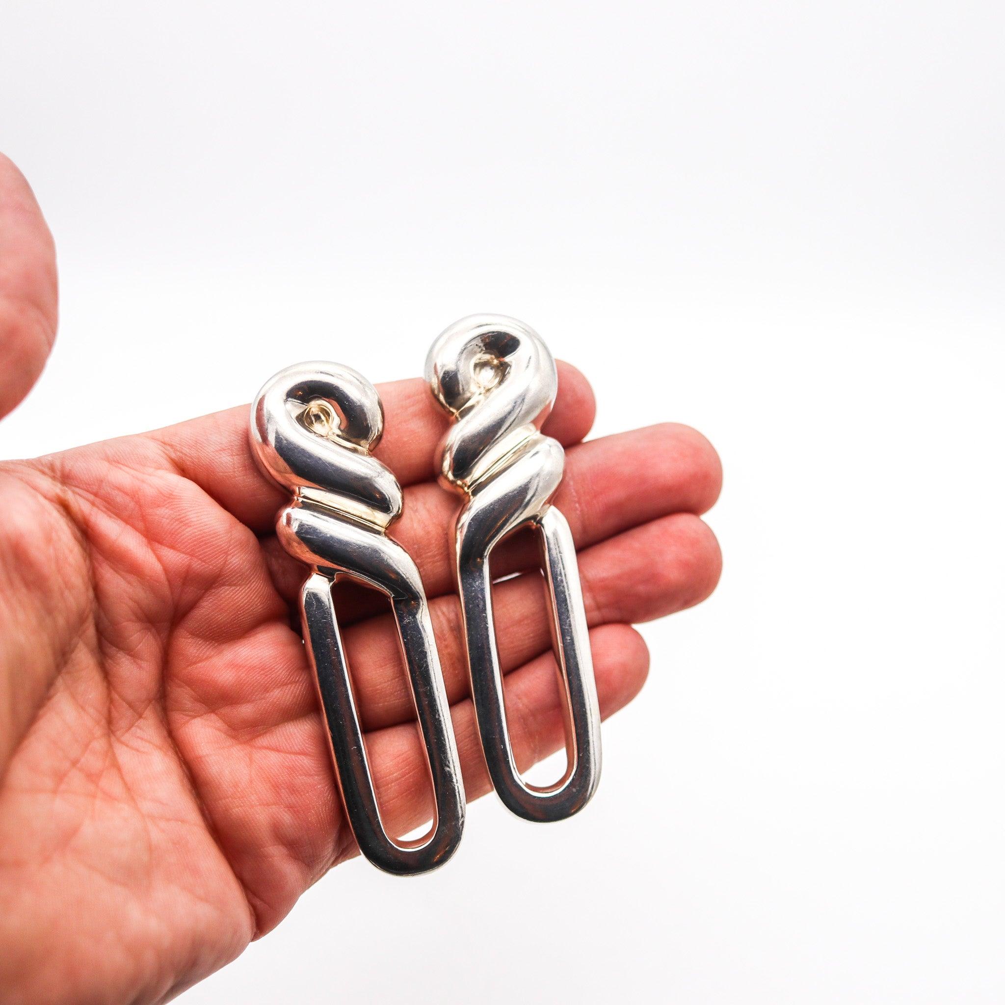 PATRICIA VON MUSULIN Pendientes colgantes geométricos en plata de ley 925 en venta 3