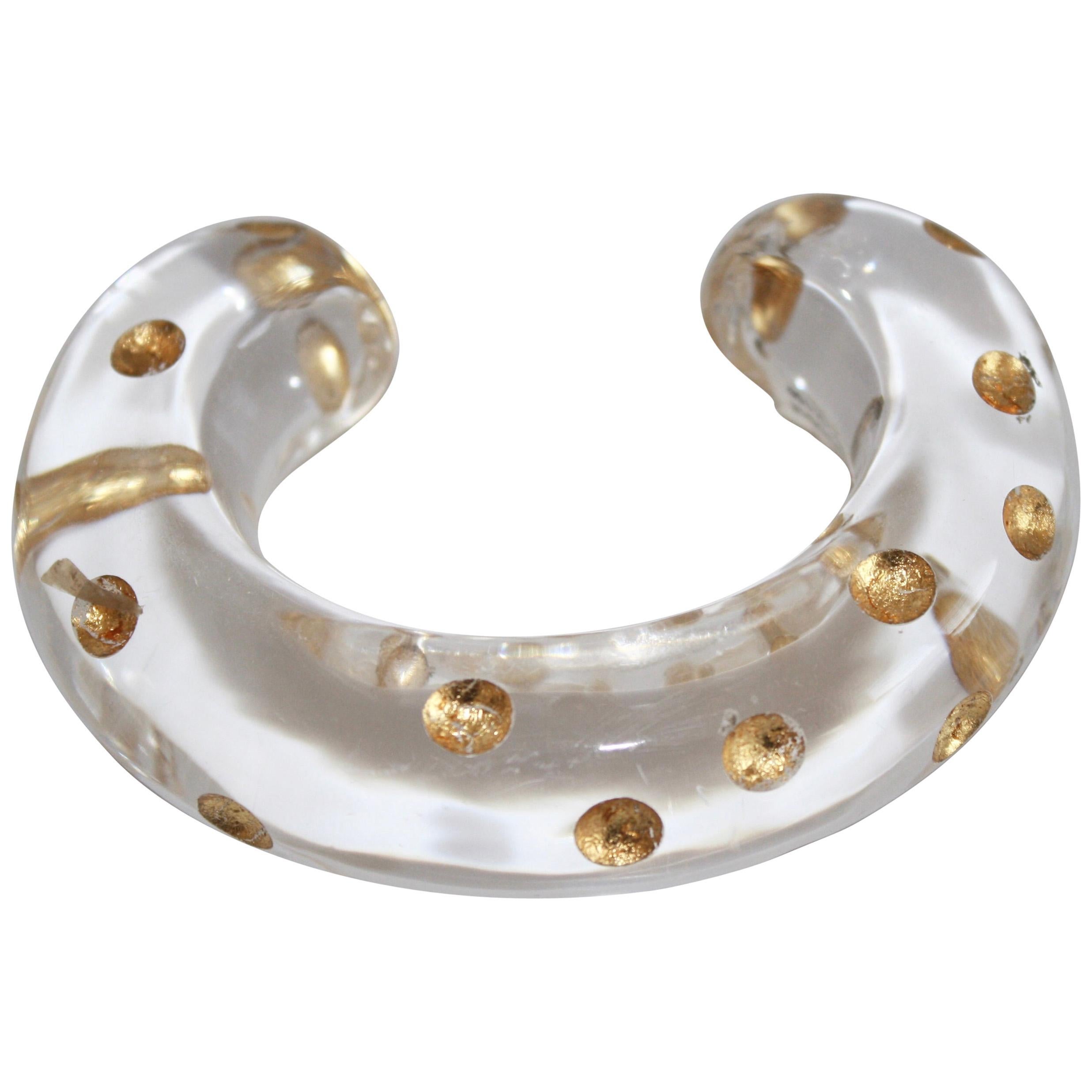 Patricia von Musulin Lucite and 24kt Gold Dot Bangle