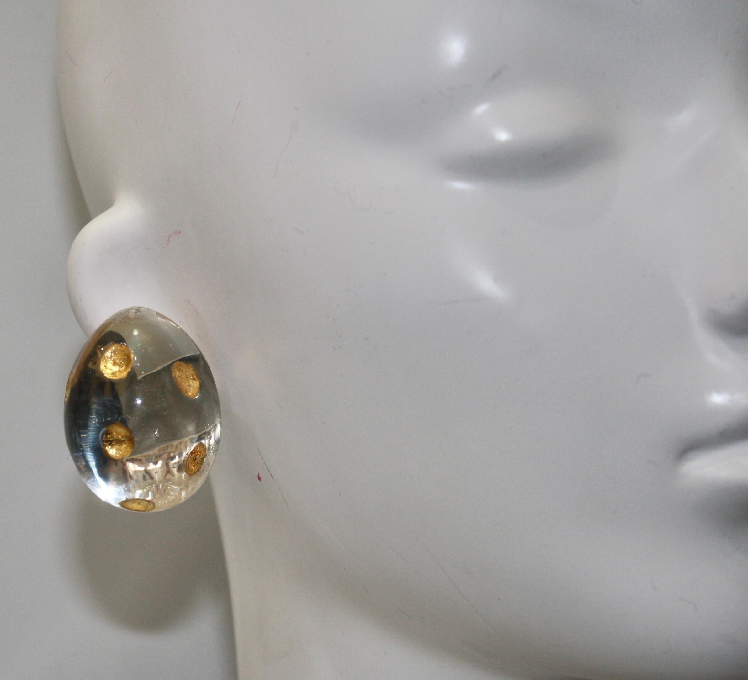 Women's Patricia Von Musulin Lucite and Gold Dots Earrings