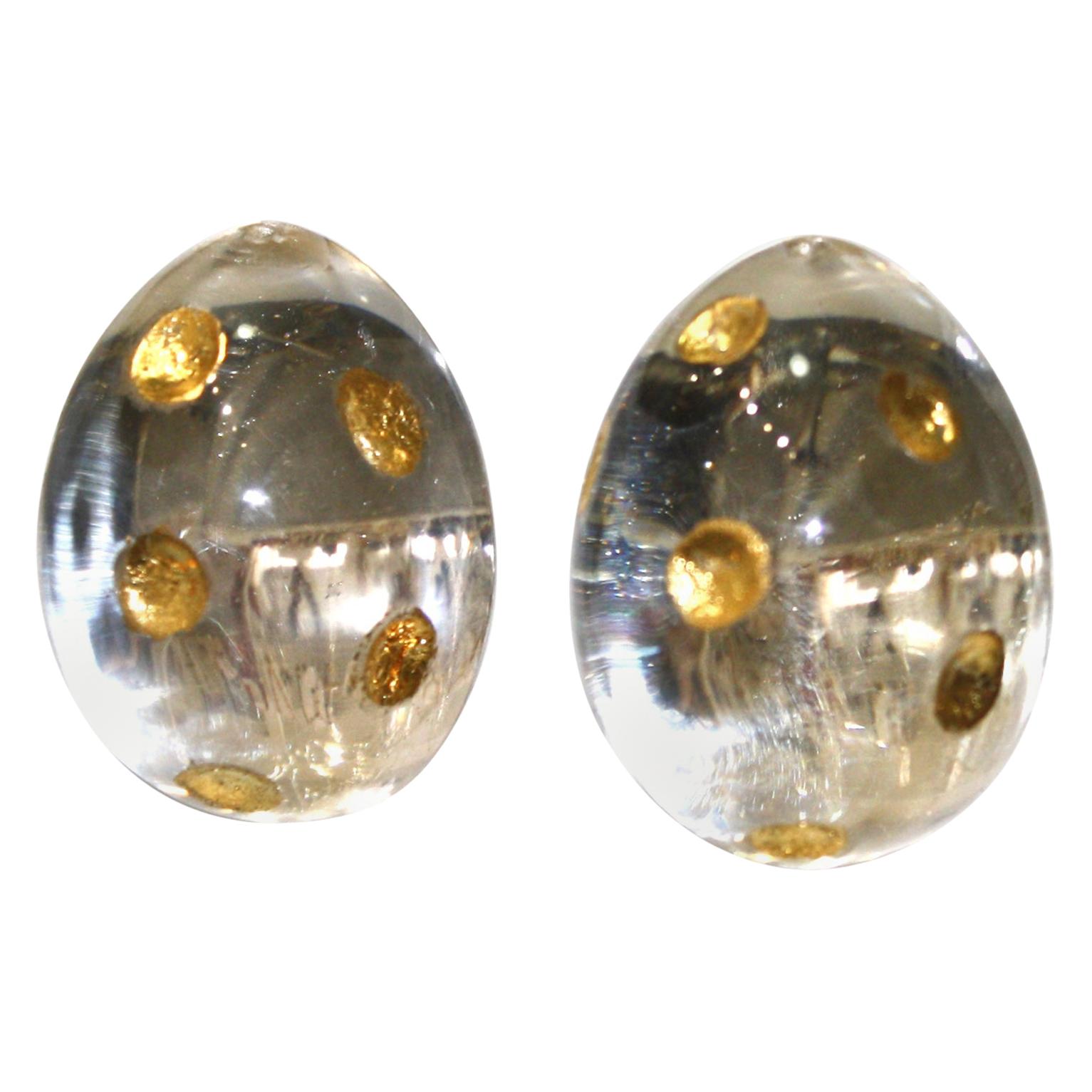 Patricia Von Musulin Lucite and Gold Dots Earrings