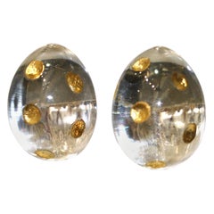 Patricia Von Musulin Lucite and Gold Dots Earrings