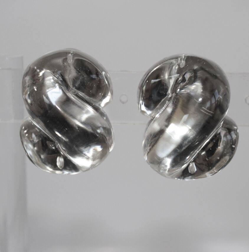 Patricia Von Musulin Lucite and Sterling Silver S Clip Earrings In New Condition In Virginia Beach, VA
