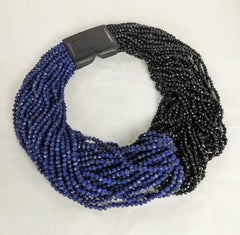 Patricia Von Musulin Onyx and Lapis Beaded Necklace