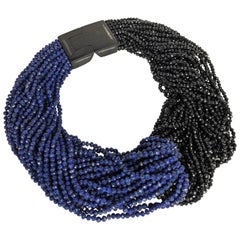 Patricia Von Musulin Onyx and Lapis Beaded Necklace