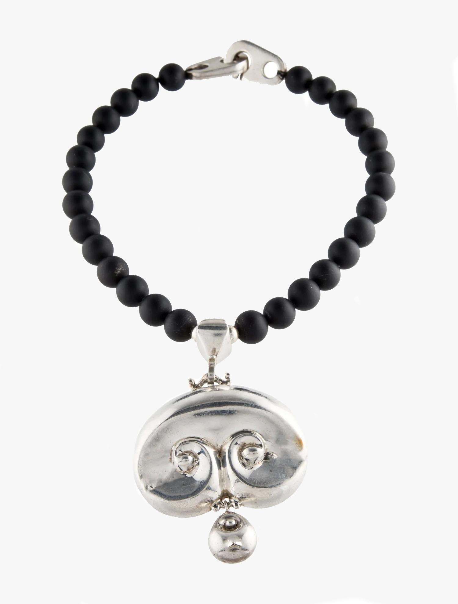 Patricia Von Musulin onyx bead pendant necklace For Sale