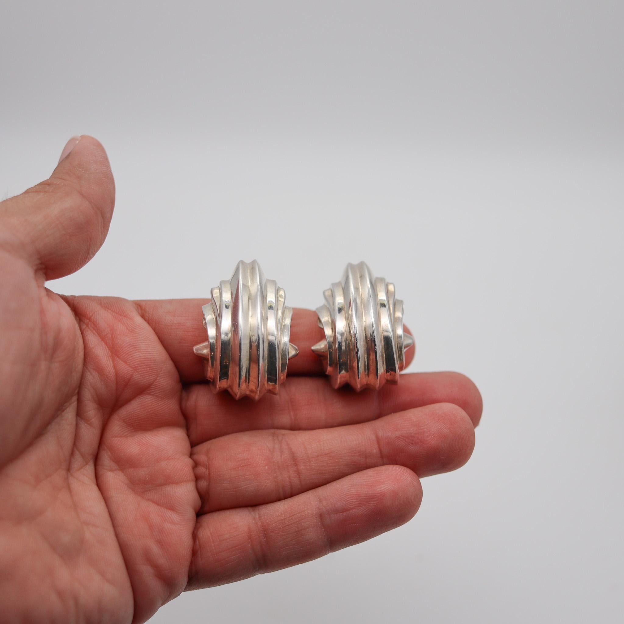 PATRICIA VON MUSULIN Sculpted Scrolls Clips-On Ohrringe In .925 Sterling Silber Damen