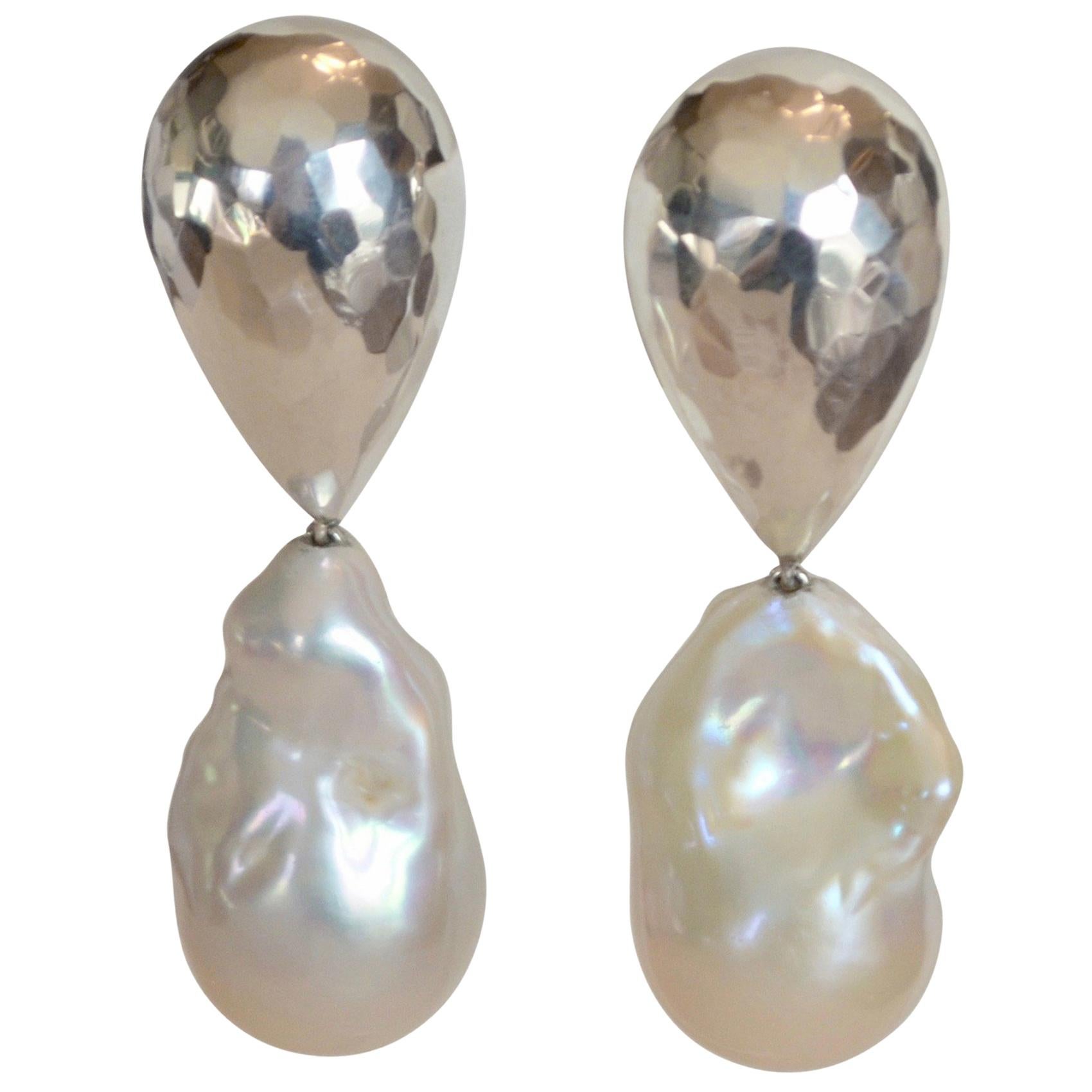 Patricia von Musulin Sterling Silver and Baroque Pearl Clip Earrings