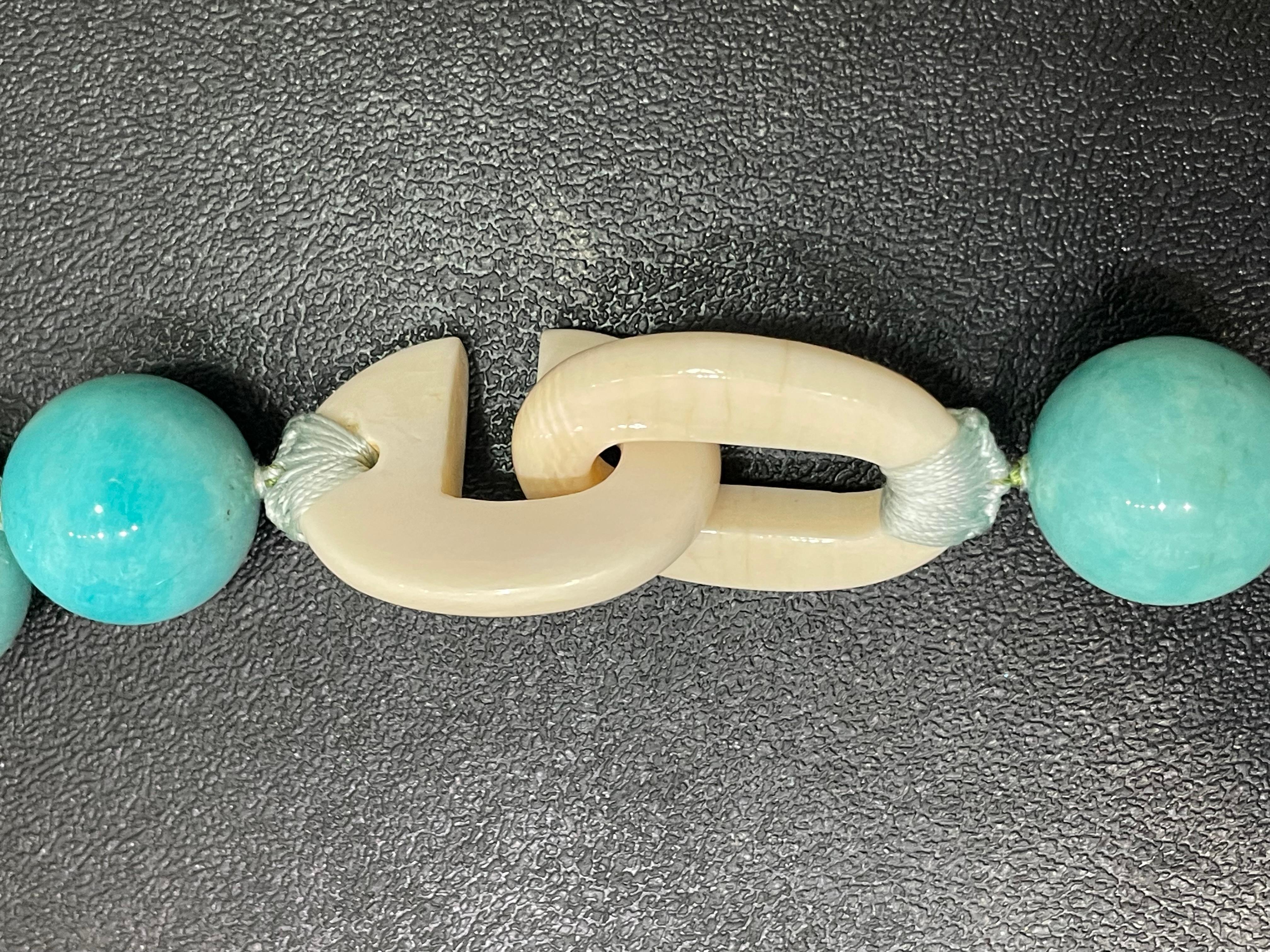 Patricia Von Musulin Unique Amazonite and Ivory Clasp For Sale 2