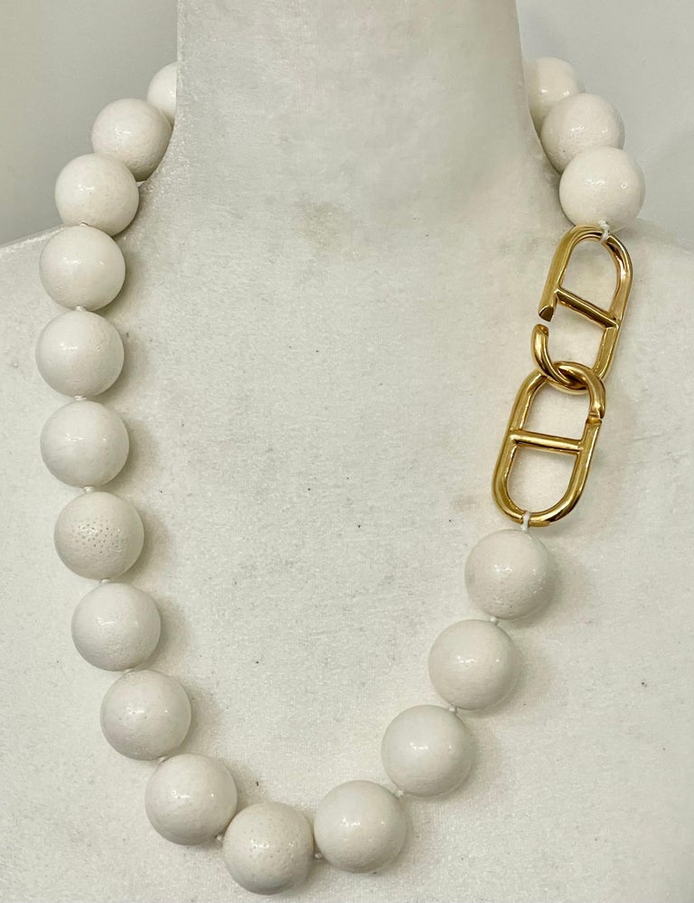 Modern Patricia Von Musulin Unique White Coral and Vermeil Necklace  For Sale