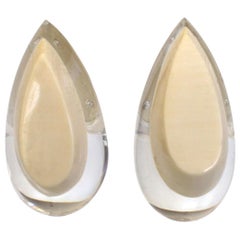 Patricia von Musulin White Coral and Lucite Tear Drop Earrings