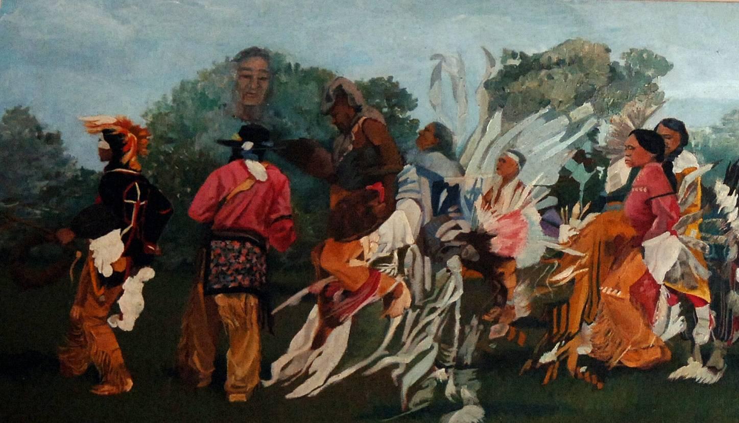 Patricia Warfield Figurative Painting - Spirit of America. Inter-tribal Opening Ceremony Pow-Wow