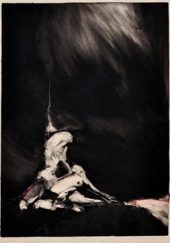 Vintage Abstract Figurative Etching -- "Embrace"