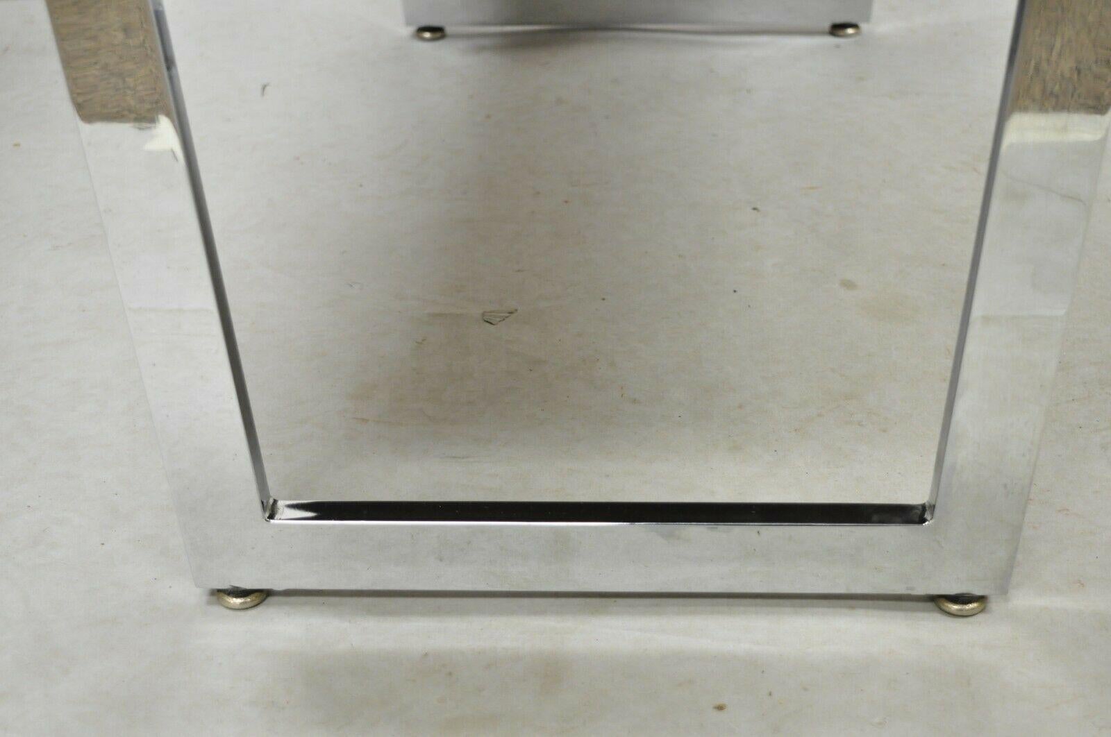 Patrician Chrome Frame Mid-Century Modern Brown Tufted Naugahyde Bench 6