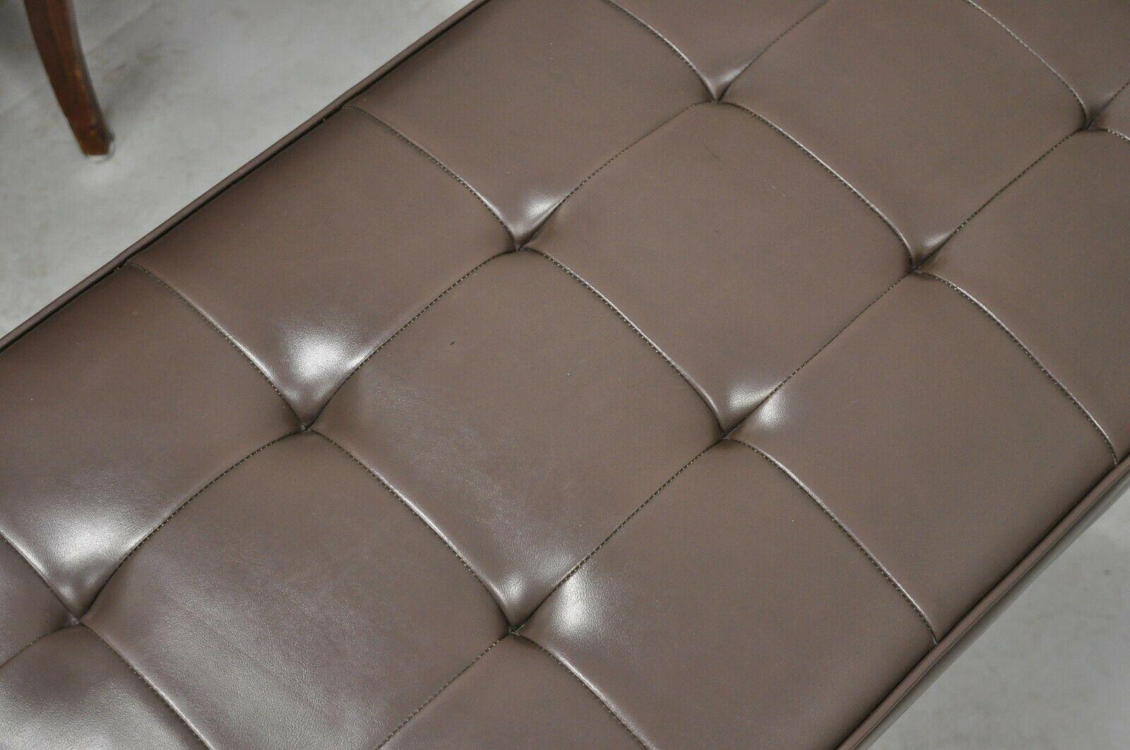 American Patrician Chrome Frame Mid-Century Modern Brown Tufted Naugahyde Bench