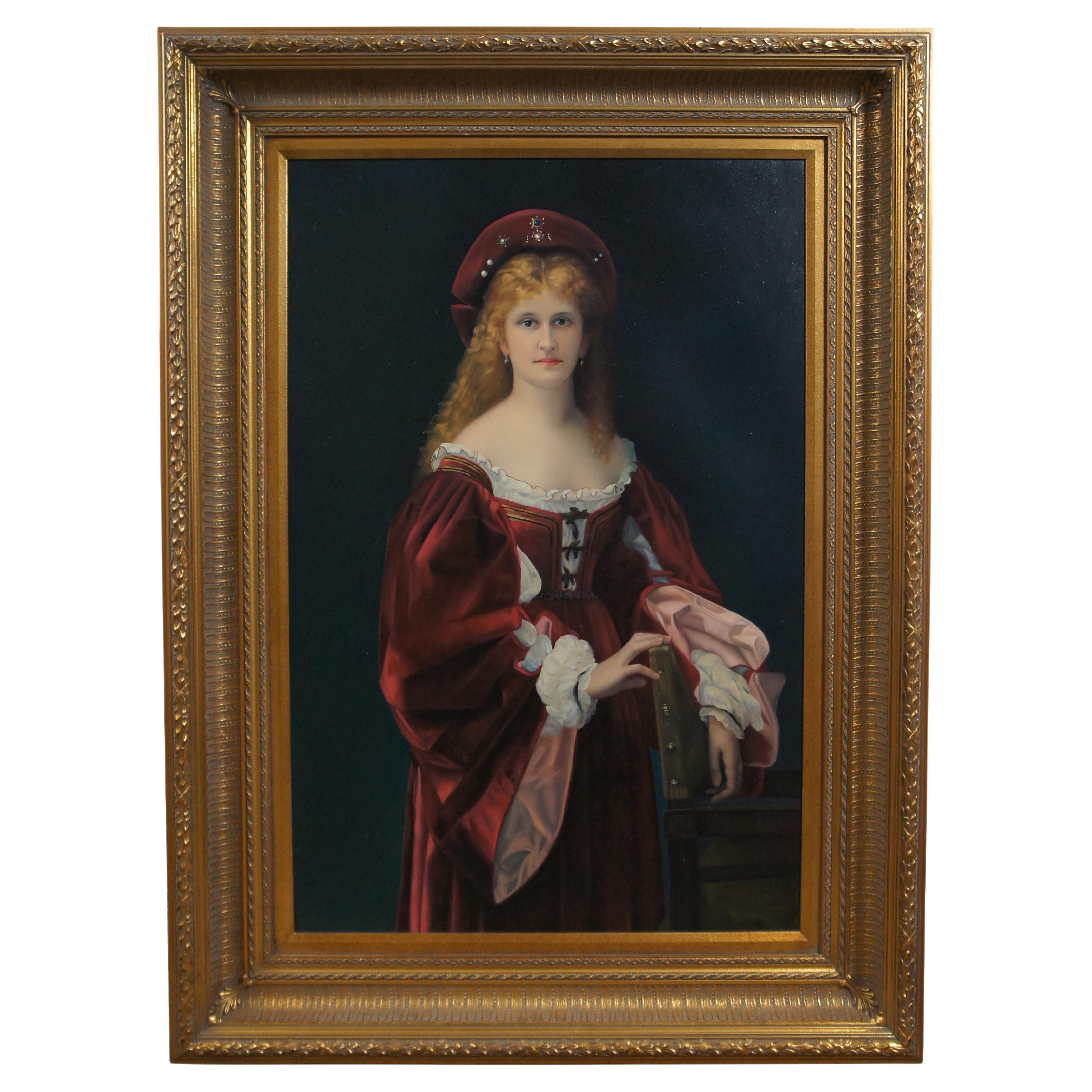 Patrician de Venise d'après Alexandre Cabanel Portrait Peinture à l'huile sur toile 47". en vente