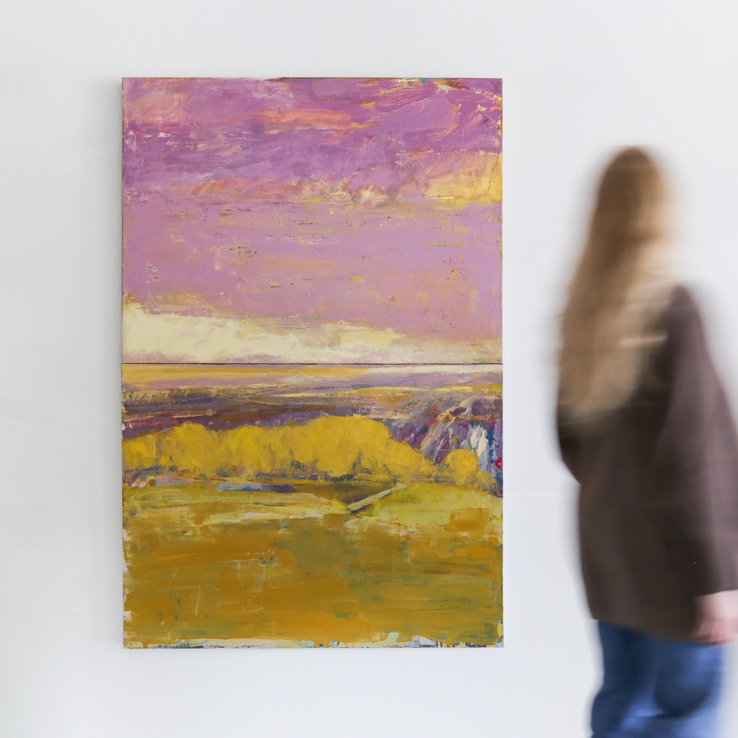 Hilltop and Lavender  Sky - Abstract Expressionist Painting by Patrick Adams