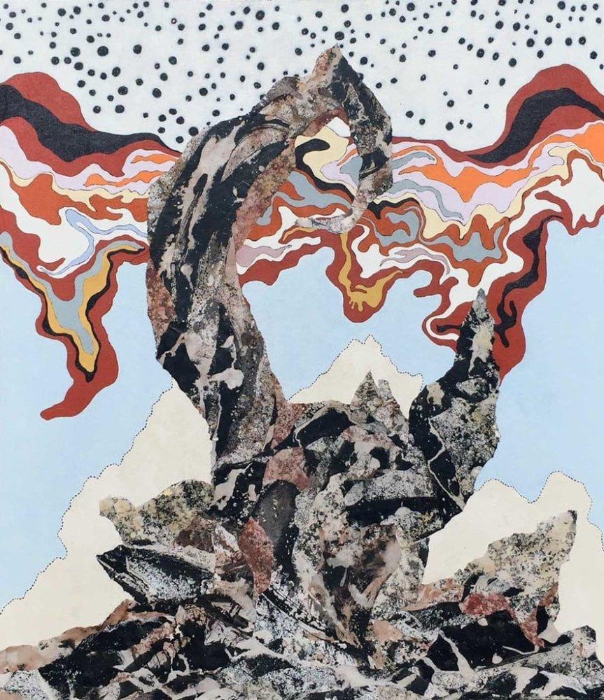 Symbole de nos rêves - Peinture, Technique mixte et collage sur toile