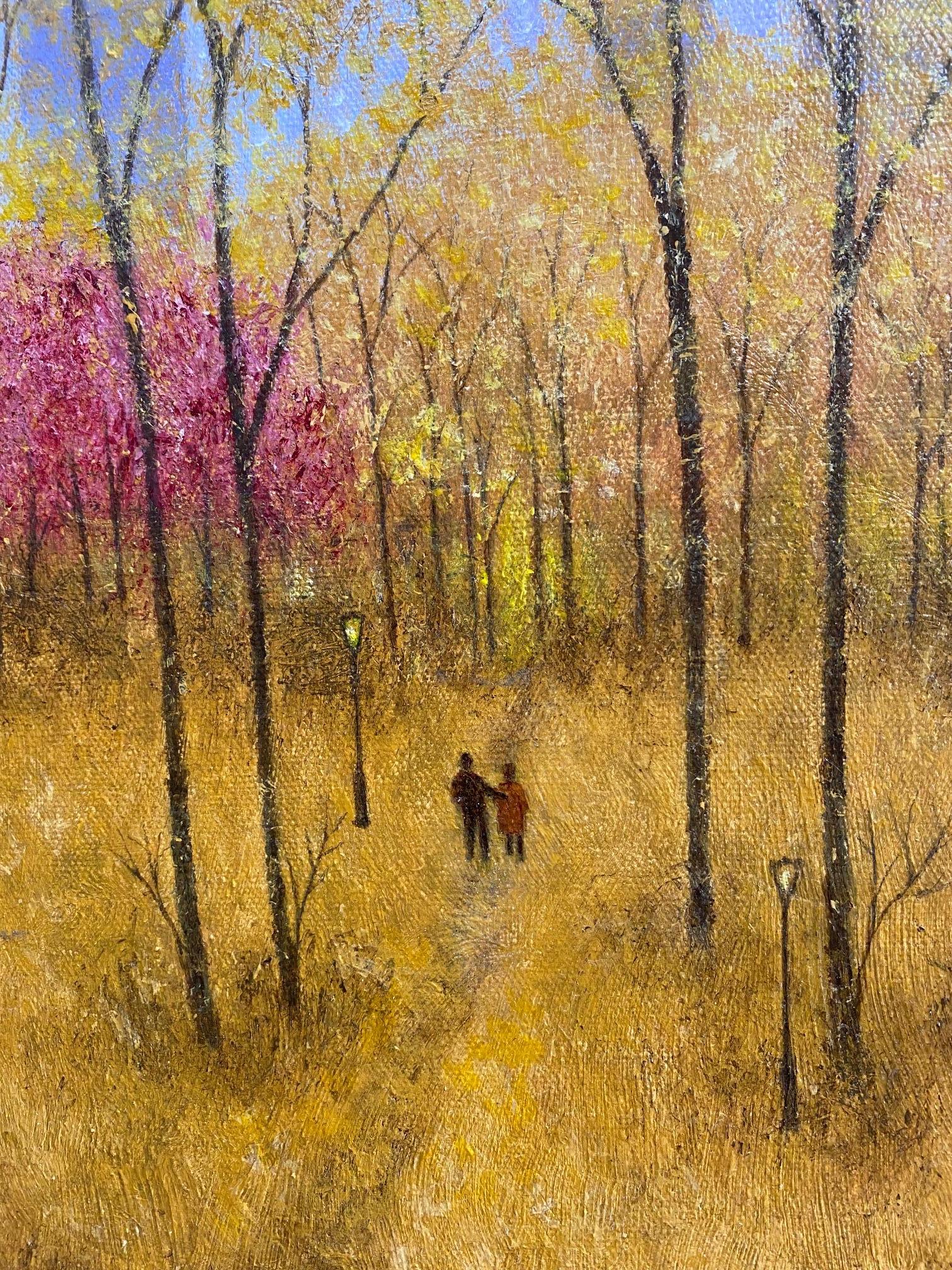 Autumn Stroll II, original contemporary NYC landscape - Contemporary Painting by Patrick Antonelle