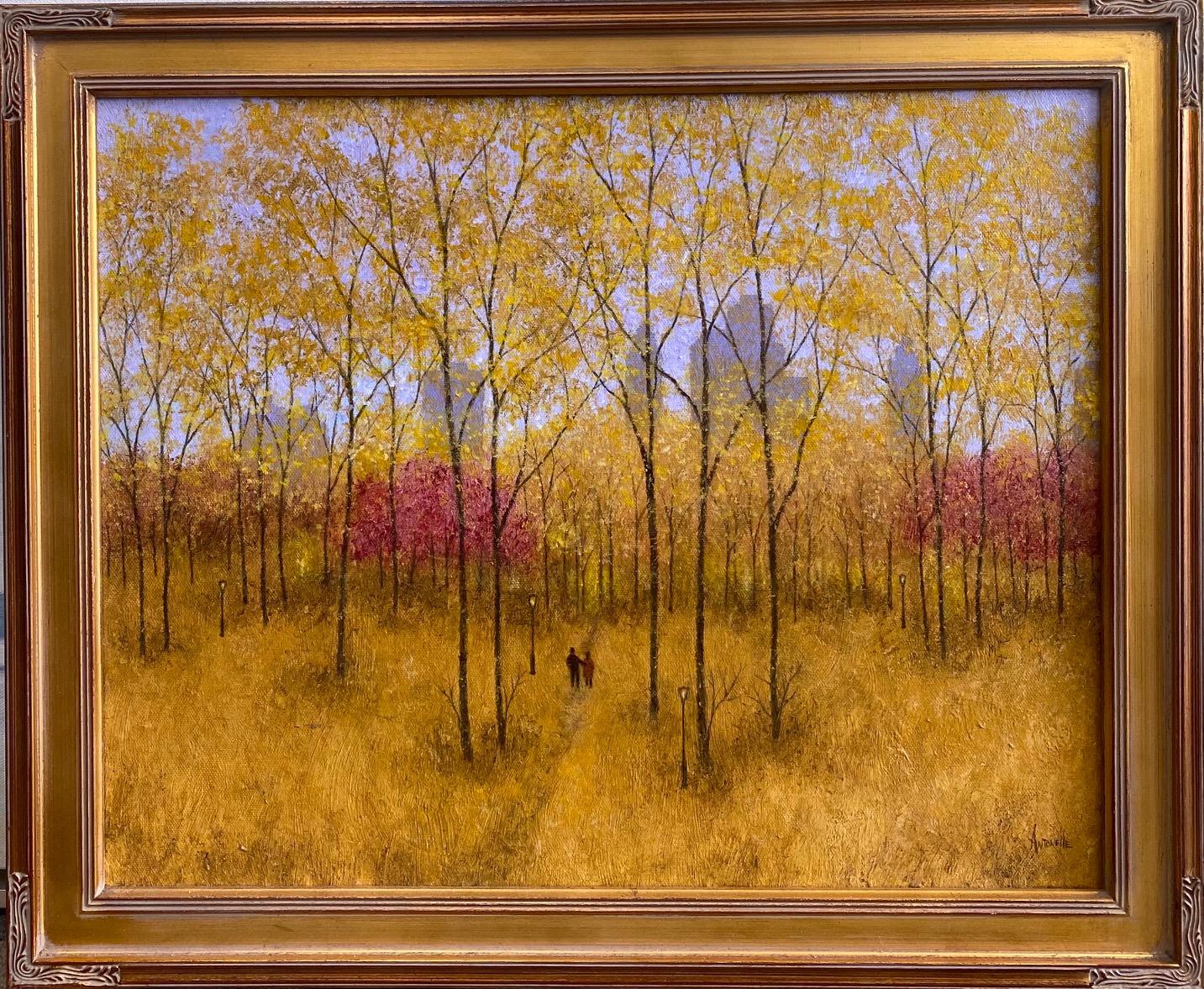 Patrick Antonelle Landscape Painting - Autumn Stroll II, original contemporary NYC landscape