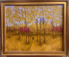 Autumn Stroll II, original contemporary NYC landscape