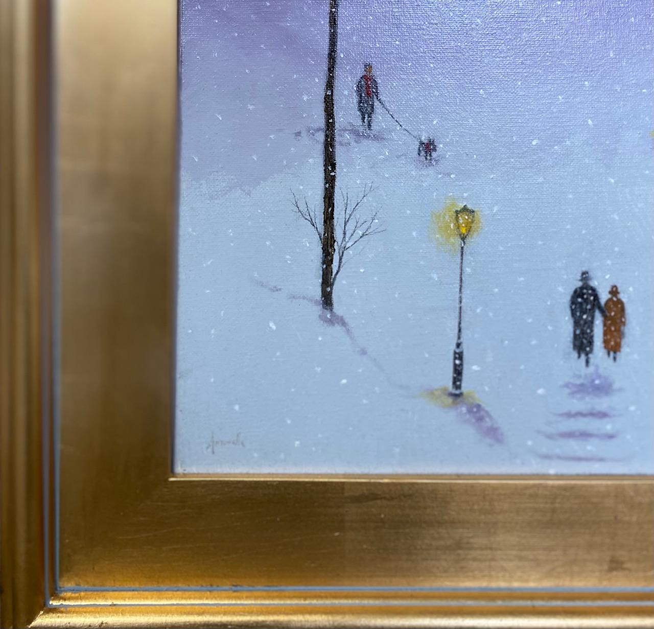 Obelisco di Central Park, paesaggio invernale contemporaneo di NYC originale 24x12 in vendita 4