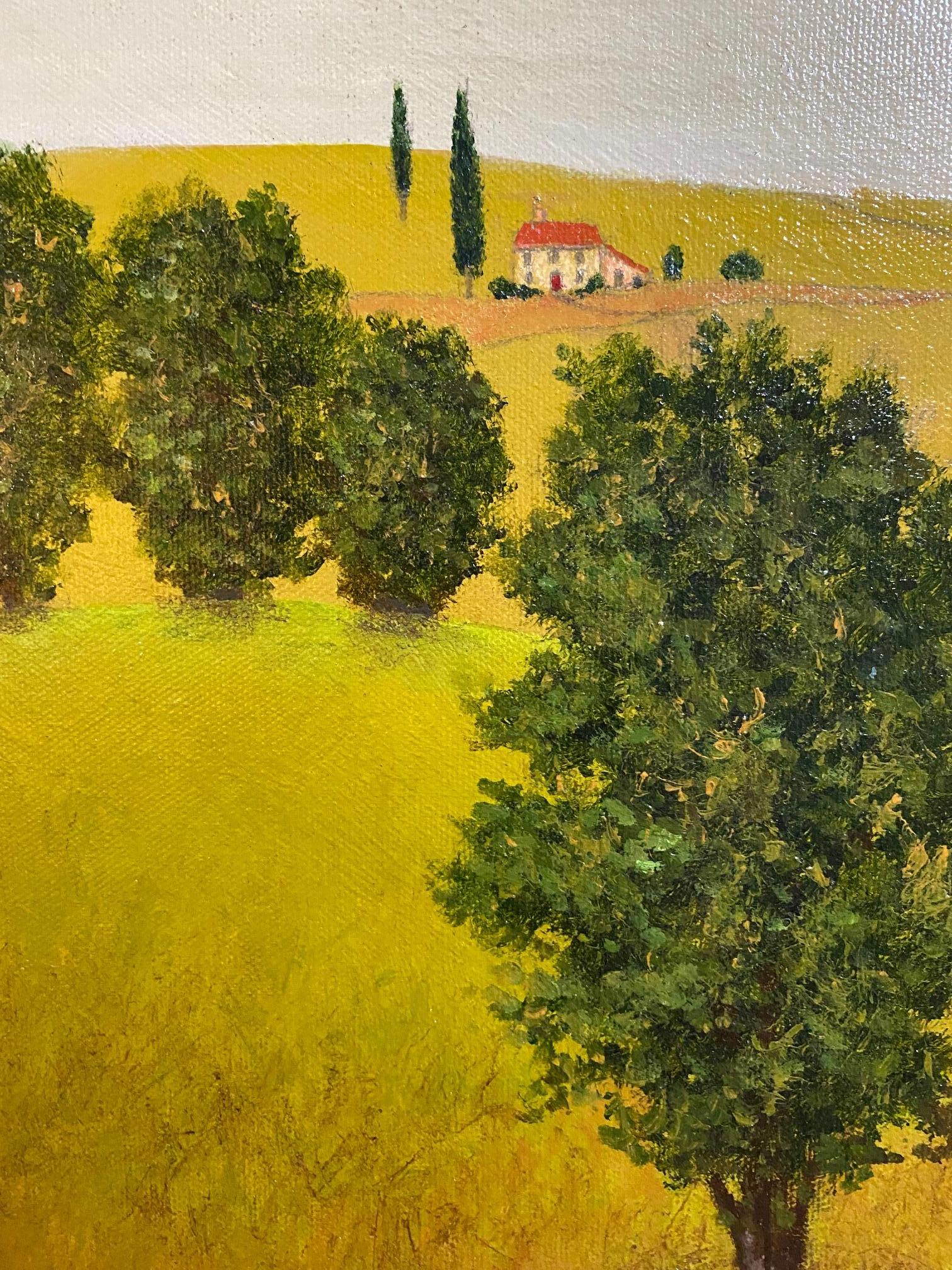 Tuscan Hills II, original contemporary expressionist Italian landscape For Sale 1