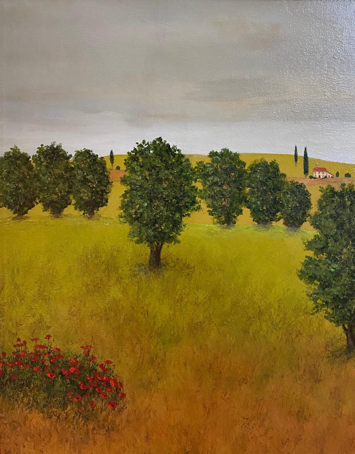 Tuscan Hills II, original contemporary expressionist Italian landscape For Sale 2