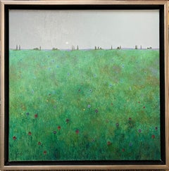 Tuscan Summer Meadow, original 24 x 24 contemporary Italian landscape