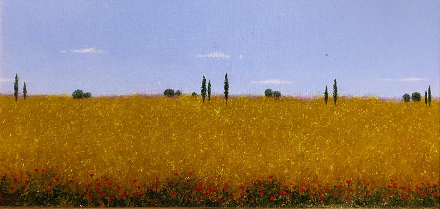 Under the Tuscan Sun IV, original 12x24 contemporary Italian landscape - Painting by Patrick Antonelle