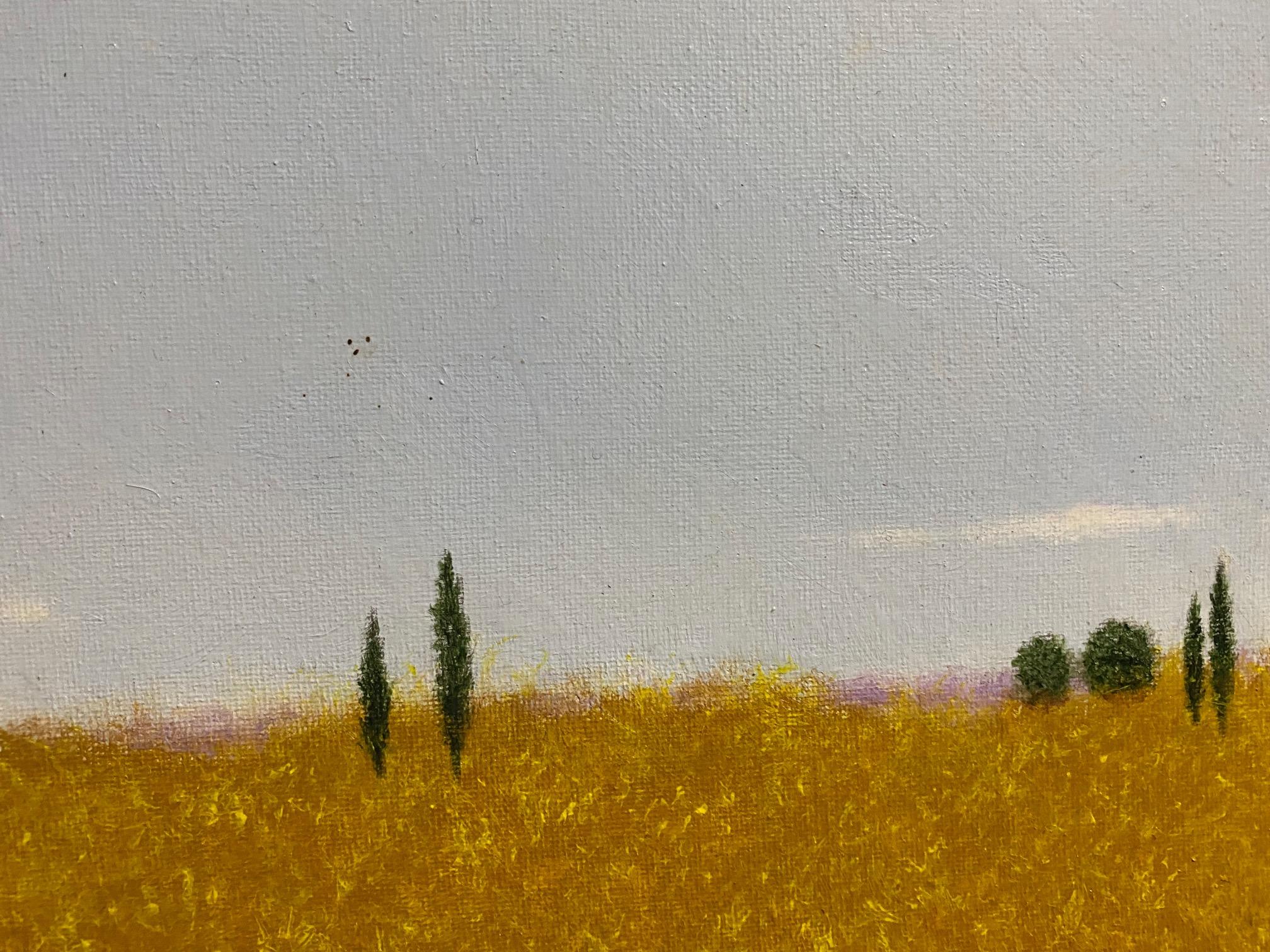 Under the Tuscan Sun IV, original 12x24 contemporary Italian landscape - Gray Landscape Painting by Patrick Antonelle