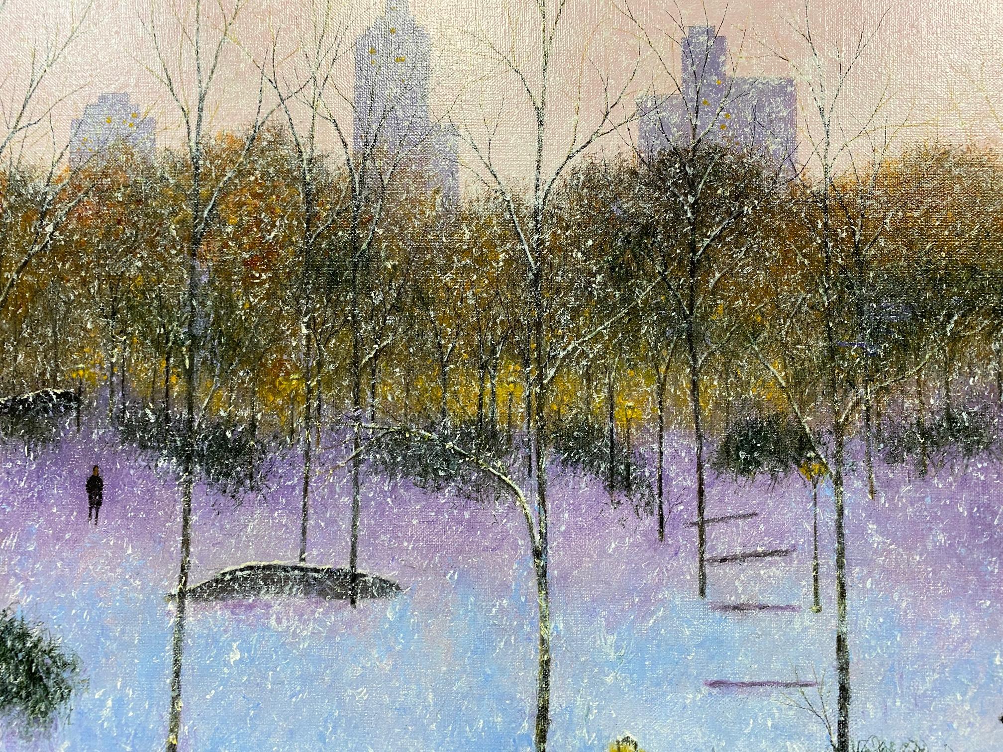 Warm Winter Day, Central Park, original contemporary impressionist NYC landscape For Sale 2