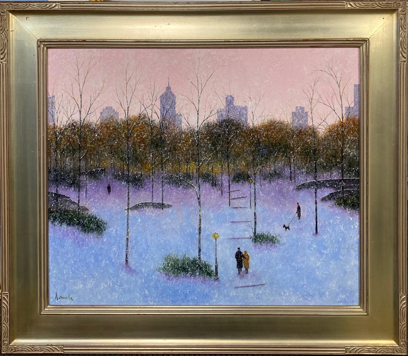 Warm Winter Day, Central Park, original contemporary impressionist NYC landscape - Painting by Patrick Antonelle
